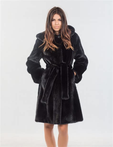 fendi black mink coat|Black wool and mink jacket .